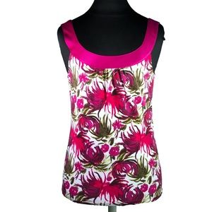 Ann Taylor Lotus Flower Print Sleeveless Blouse - Medium